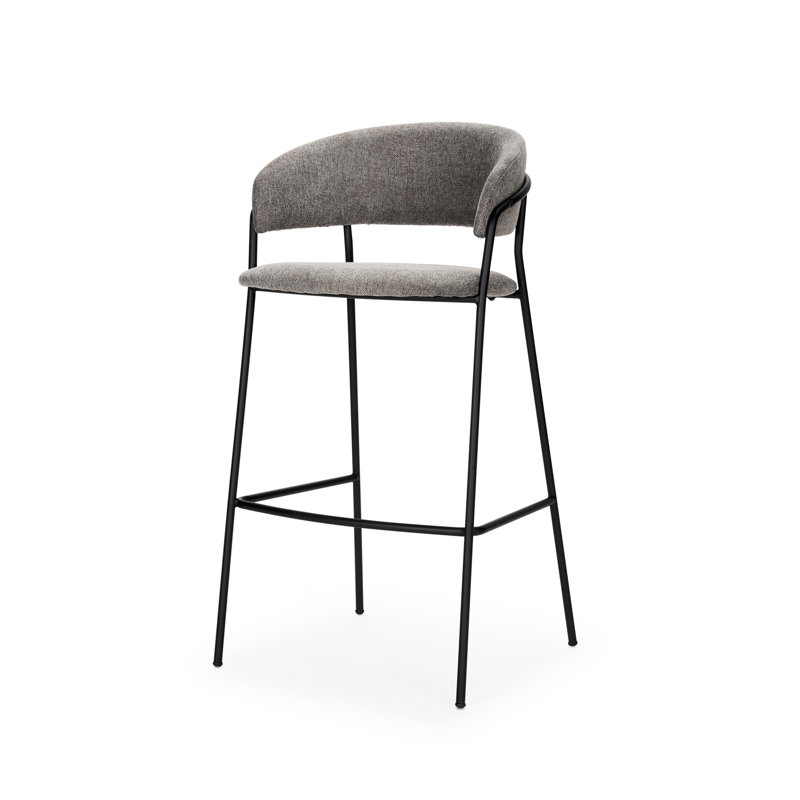 Burkeen Upholstered Counter Stool with Metal Frame, Grey, Bar Stool (30" Seat Height)