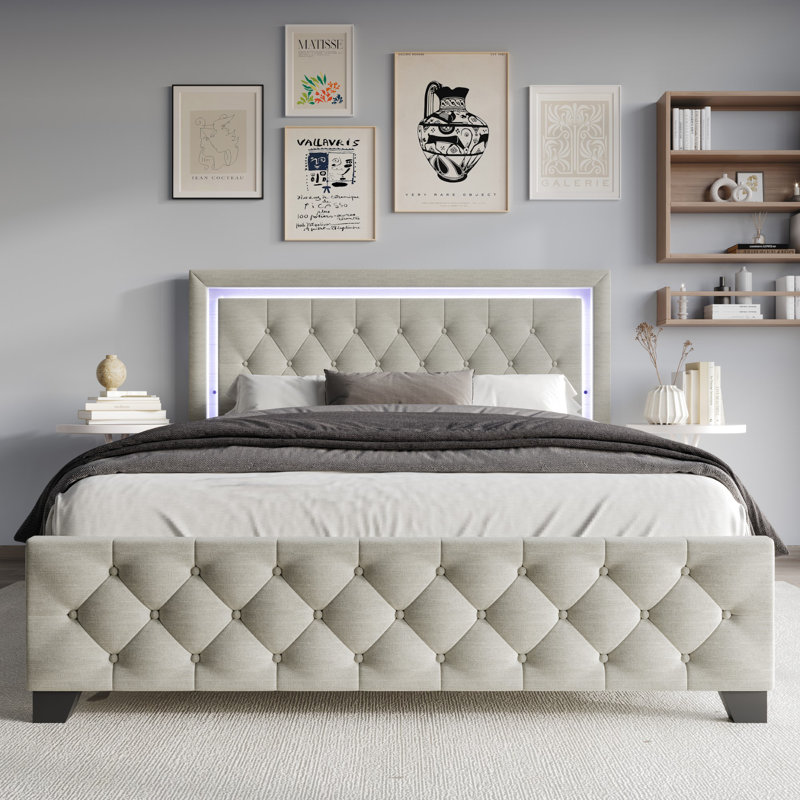 Lit tapissier standard Brookneal, Grand, Gris chaleureux