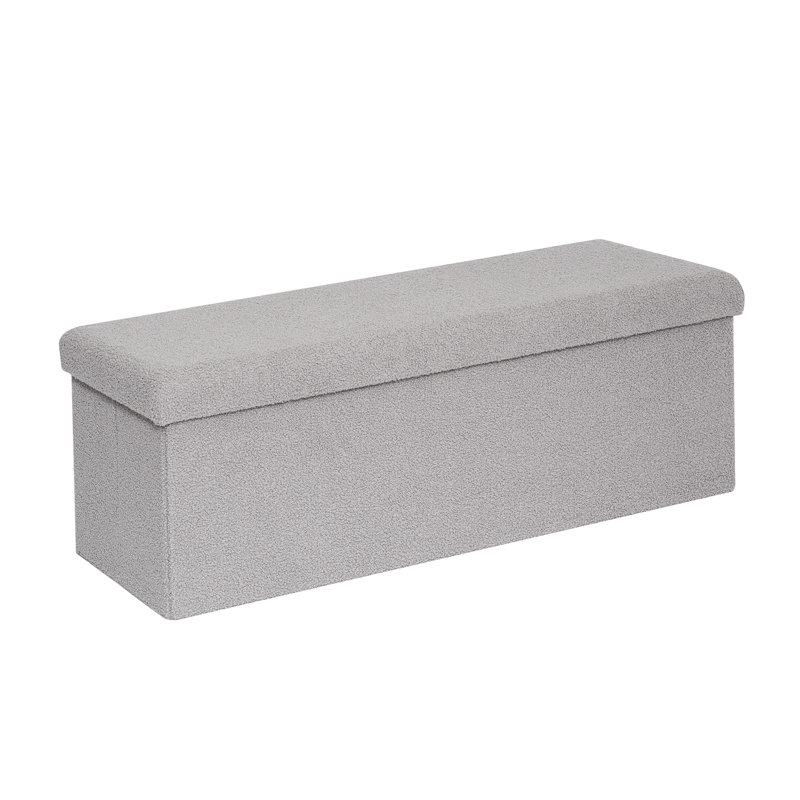 Ottoman with Storage for Living Room, Sherpa Folding Storage Ottoman Foot Rest, Collapsible Bedroom Bench Storage Foldable Boucle Ottoman Bench, Faux Teddy Fur