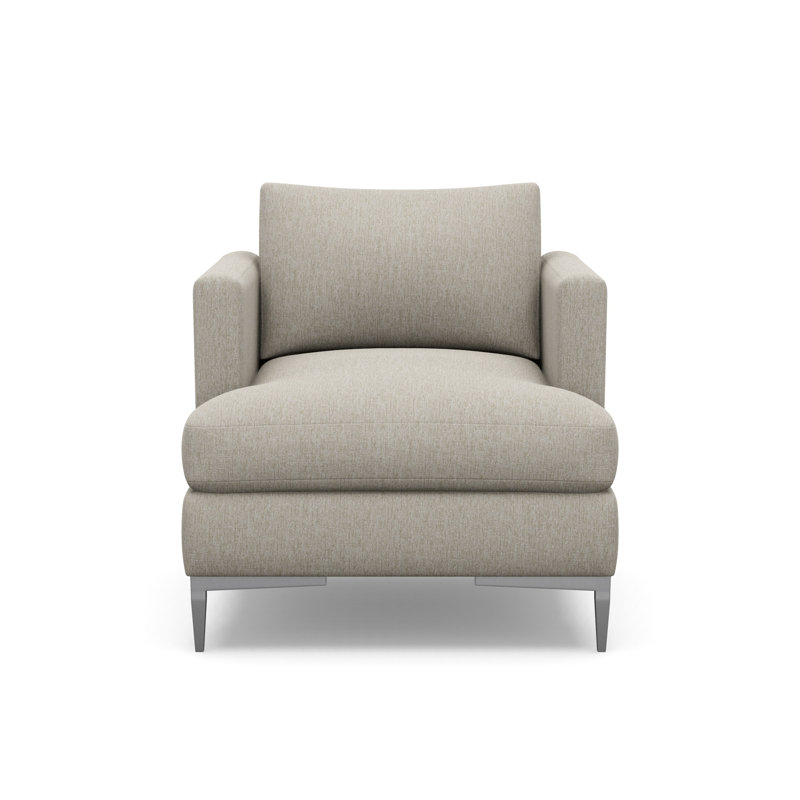Fauteuil d'appoint Aiden, Synergy avoine (tissu performance) 1142-01, Acier inoxydable poli