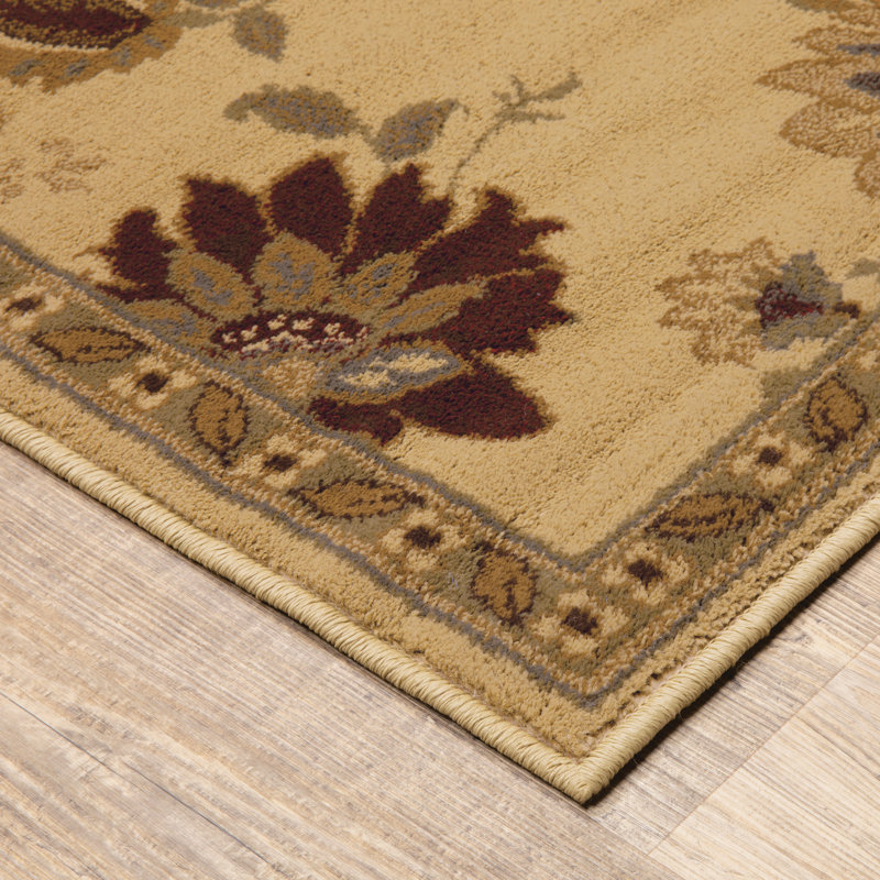 Tapis ivoire / vert Searsburg, Rectangle 9 pi 10 po x 12 pi 9 po