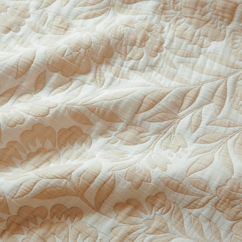 Ensemble de housse de couette Colette en coton matelassé avec bride 1/2 po - motif floral élégant, Lin lin