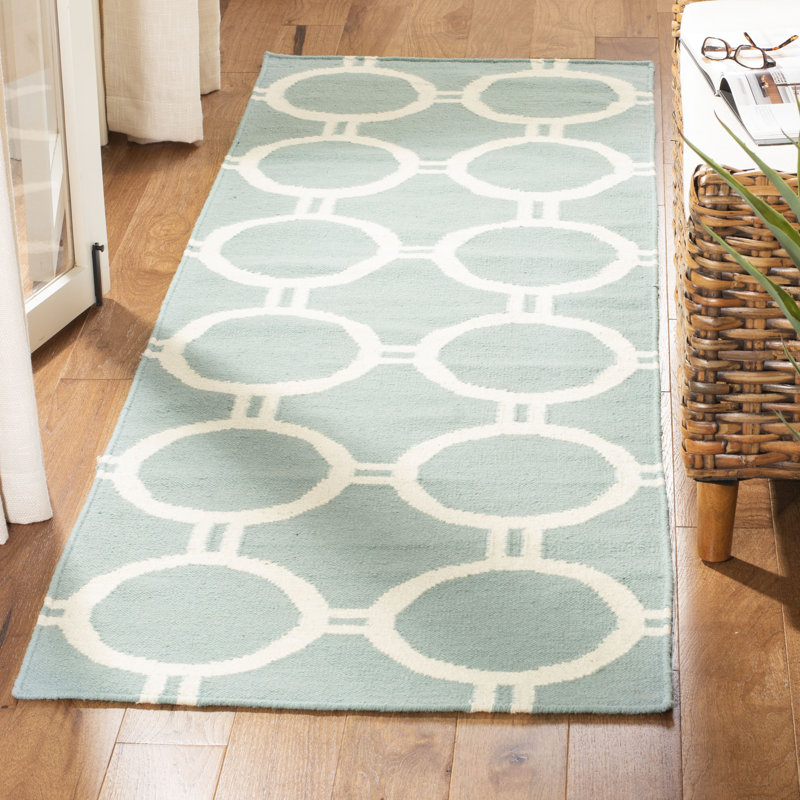 Tapis géométrique tissé à la main en laine et coton Rodgers, Tapis de couloir 2 pi 6 po x 8 pi