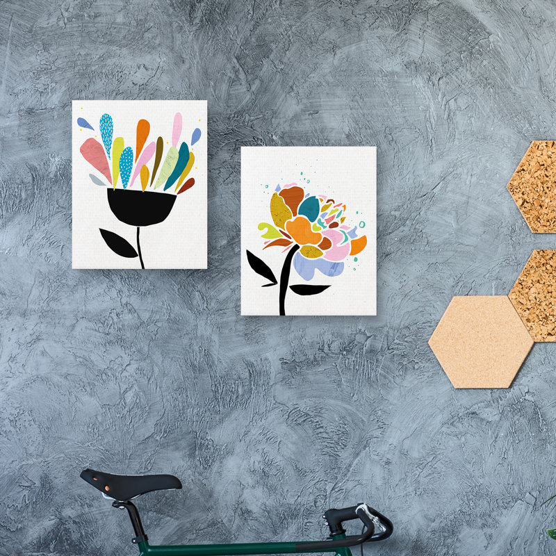 Summer Pop Abstract Floral Canvas Art Print Set