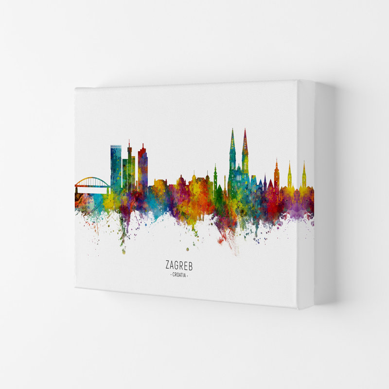 Zagreb Croatia Skyline by Michael Tompsett - Print, 42cm H x 59.4cm W x 4cm D, Wrapped Canvas