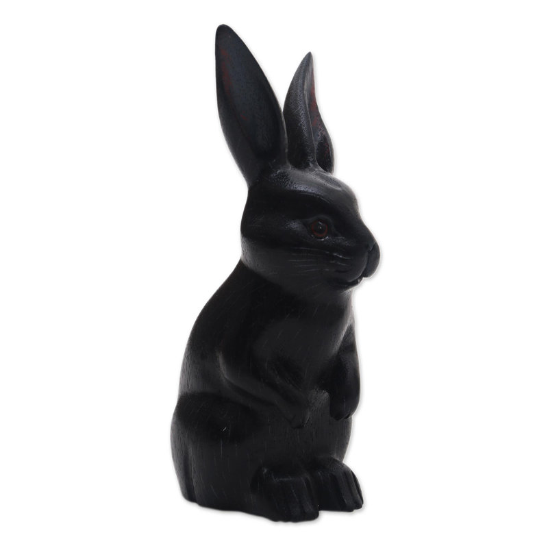 Sculpture de lapin mignon fait à la main, Noir