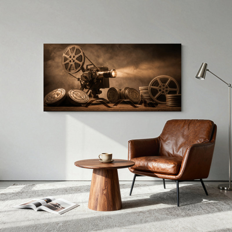 Ensemble de 1 toile murale vintage de cinéma, L 58 po x H 28 po, Toile tendue