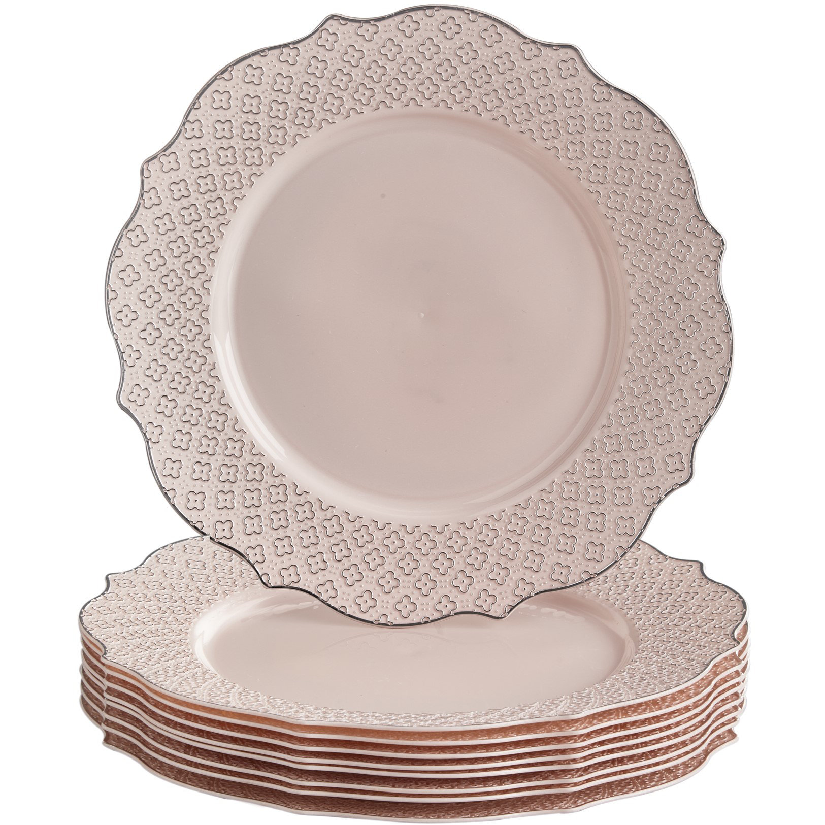 10 pcs 8 in Disposable Plastic Dessert Plates with Gold Rim