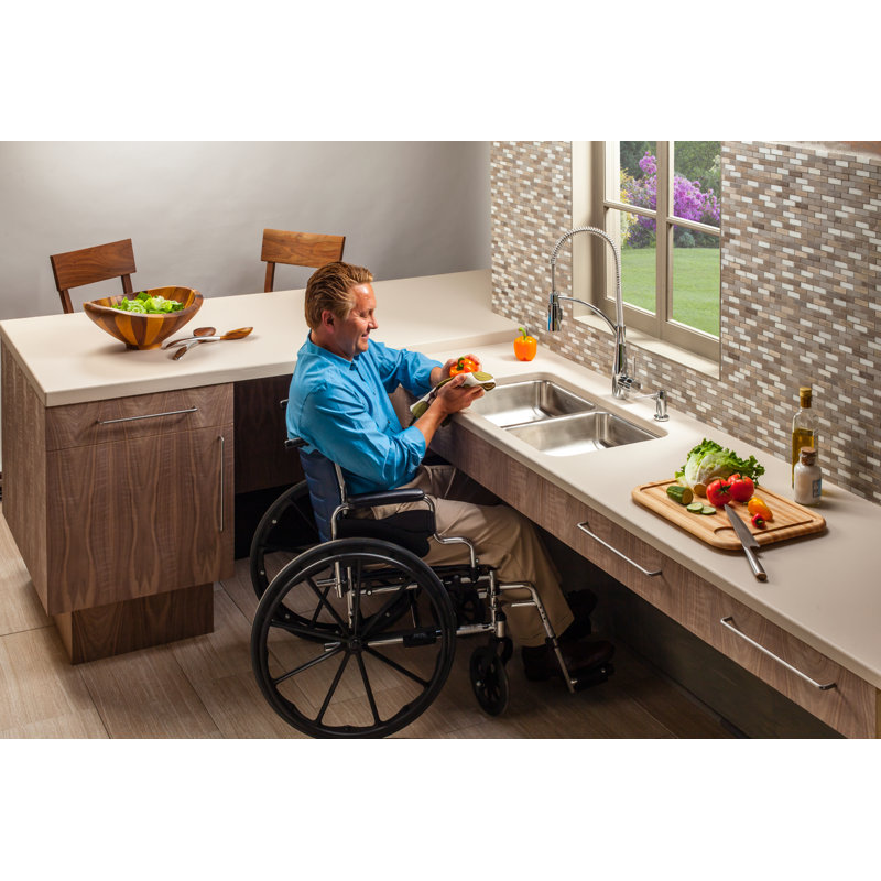 Évier de cuisine à double cuve encastrable Lustertone L 30,75 po x l 18,5 po Lustertone, Nickel lustré