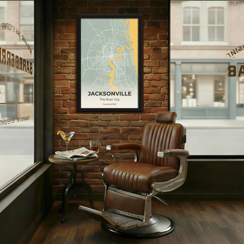 Scénique et paysages urbains, impression sur carte de Jacksonville, H 18 po x l 12 po