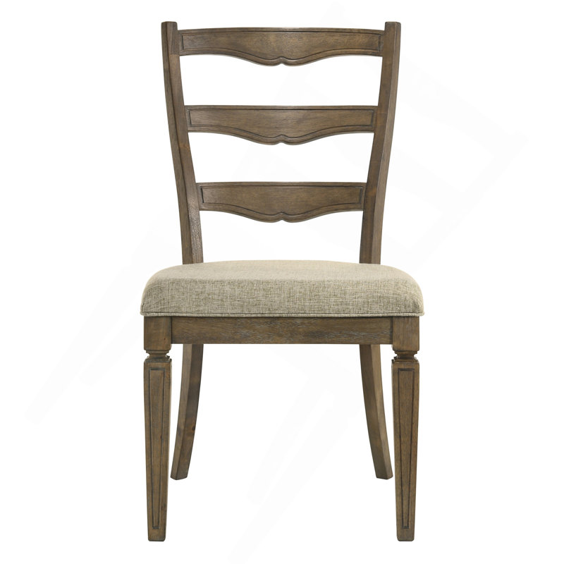 Chaise d'appoint beige et chêne vieilli avec dossier échelle (ensemble de 2)