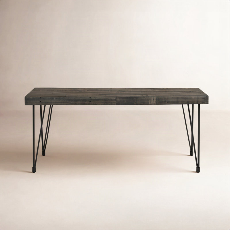 Libra Solid Wood Dining Table, Dark Gray