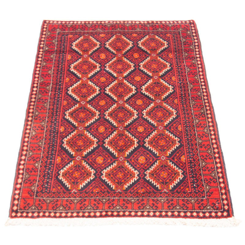 Tapis bleu marine foncé en laine noué à la main de conception unique 3 pi 3 po x 5 pi 6 po New Age