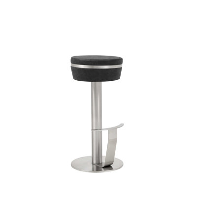 Chaise de bar sans dossier de 30 po en similicuir noir et argent et acier