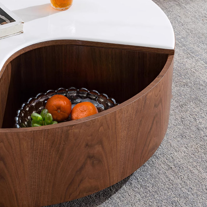 Table basse rotative couleur noyer