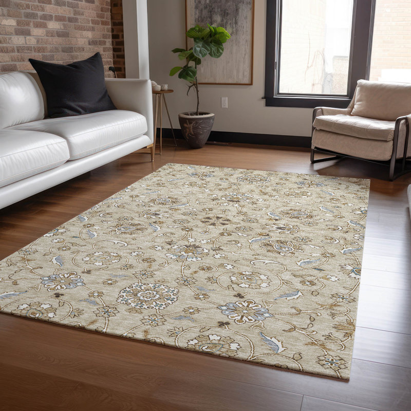 Irene Beige Washable Indoor-Outdoor Rug - , 8' x 10'