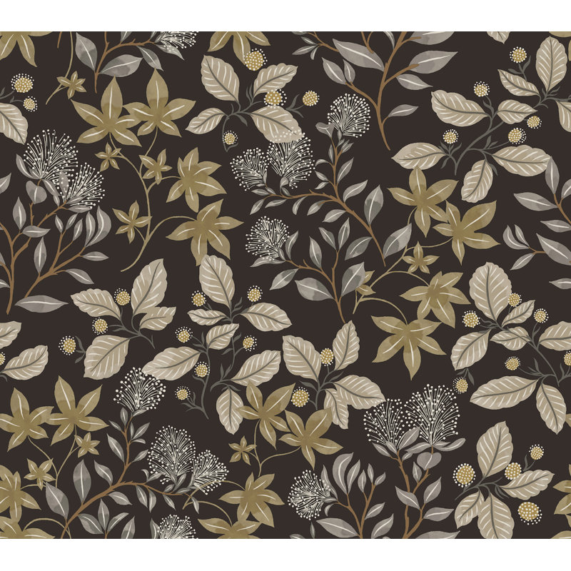 Mildred Black Botanical Trail Wallpaper, Green