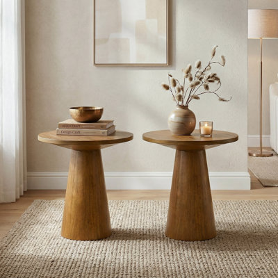 Astromeritis End Table With Cone-Shaped Pedestal Base