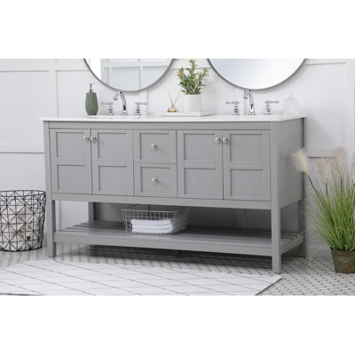 Krish 60'' Double Bathroom Vanity with Top