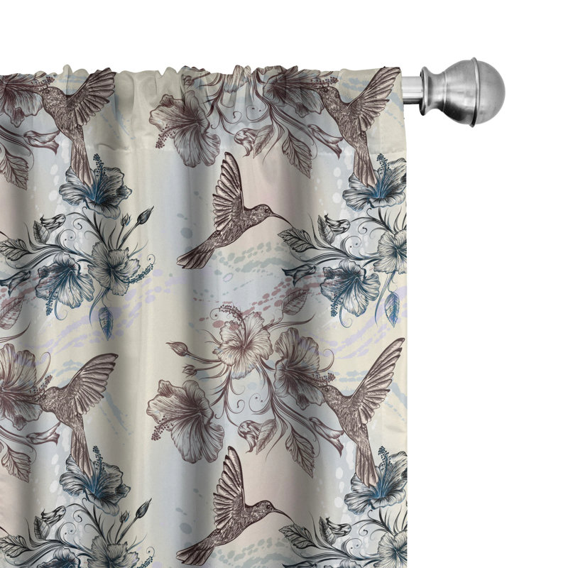 Hummingbird Semi-Sheer Rod Pocket Curtain Panels, 28" x 84"