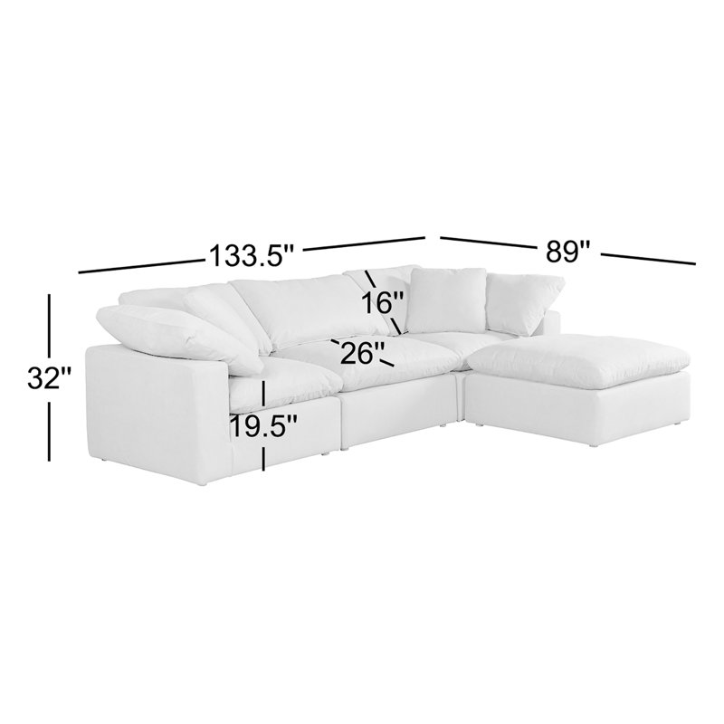 Tila 4 - Piece Performance Fabric Modular Sectional, White Livesmart®