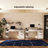 Rustic Wood Standing Desk with 3 Drawers & Open Storage Shelves, Adjustable Height, Home Office Computer Desk for Work, Study, Writing-313980884