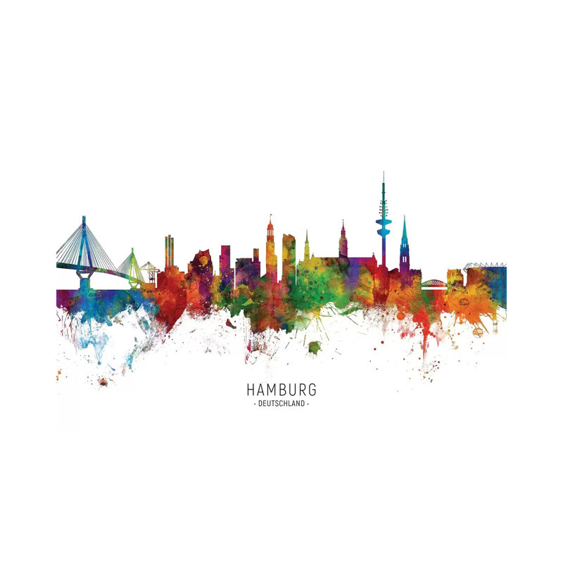 Hamburg Germany Skyline by Michael Tompsett - Wrapped Canvas Print, 20.32 cm H x 30.48 cm W
