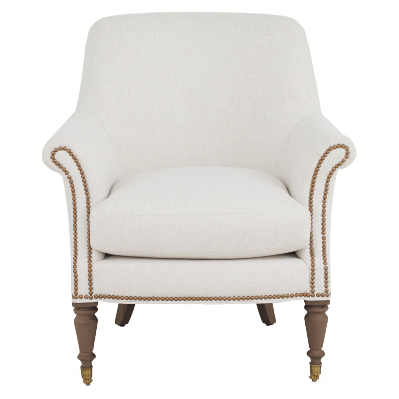 Upholstered Armchair, Hazelnut, Small Brass, 1115 Saddle