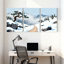 winter forest Snowy Mountain Landscape With Pine Tree Path Set of 3 Canvas Wall Art Prints