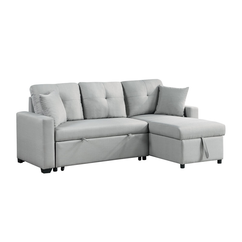 Joshton Upholstered L-Shaped Sectional Reversible, Gray 100% Linen