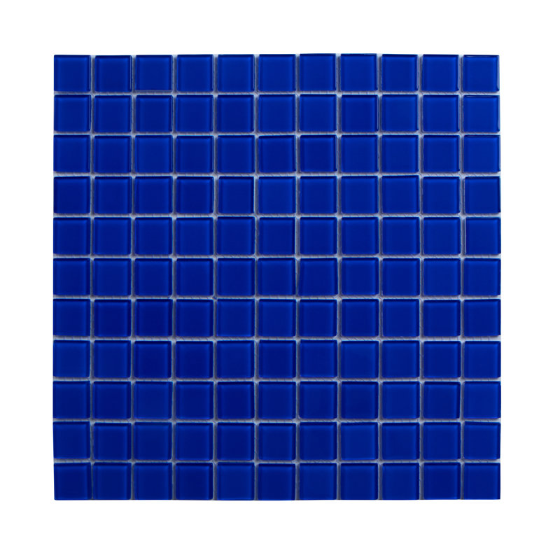 1" x 1" Straight Edge Glass Mosaic Tile, Deep Blue