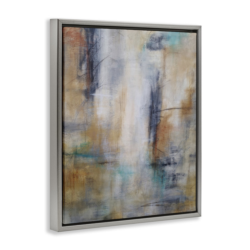 Cadre flottant abstrait Desert Fade, design par Michelle Hutchins, H 31 po x l 25 po, Cadre flottant gris lustré