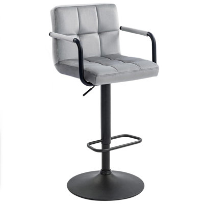 31" H  Barstool with Metal Frame and Upholstered Velvet Seat