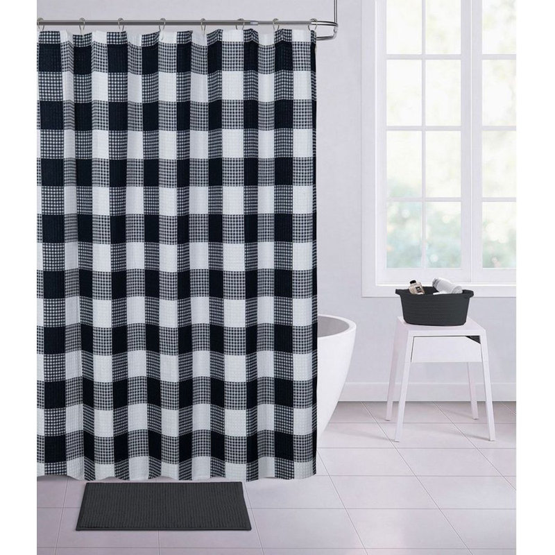 Rideau de douche 100% coton Elaiza, Noir