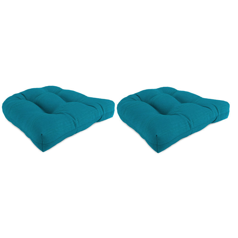 Contoured Outdoor Wicker Seat Cushion, Turquoise