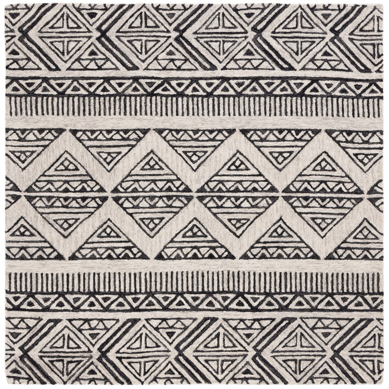 Metro 452 Area Rug In Black / Beige, Square 6'
