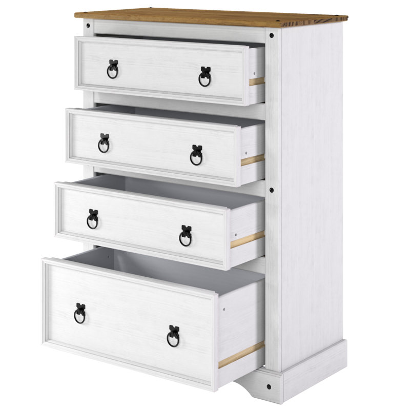 Aadhvik 36.22'' W 4 - Drawer Dresser, White Wash/Antique Brown