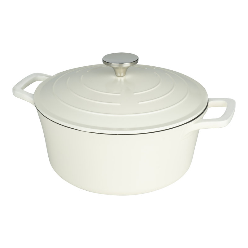 Grunwerg Commichef Non-Stick Cast Aluminum Round Dutch Oven, Cream, 5l