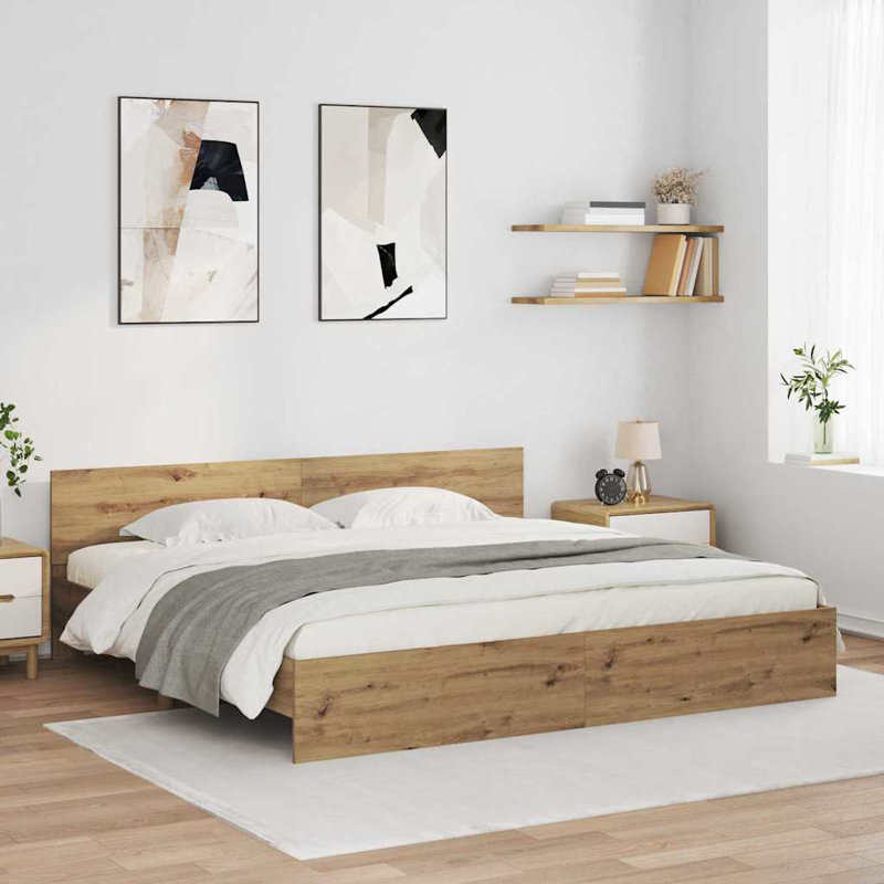  Bed Frame With Headboard Engineered Wood, Super King (6'), Artisan Oak