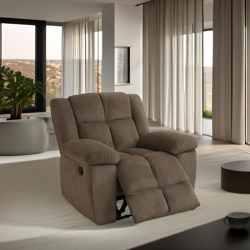 Cappuccino Stripe Fabric Living Room Recliner Intelligent Chair, Brown