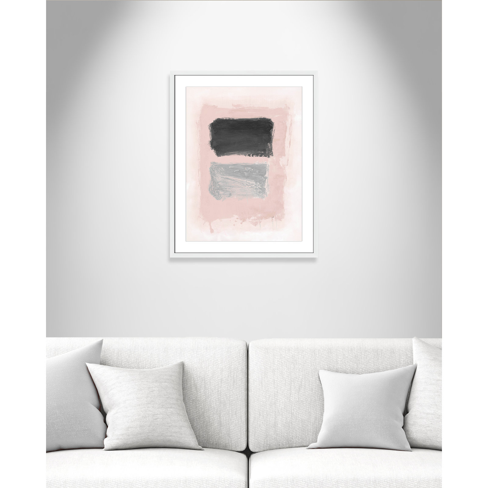 Pink, Black and Silver Shimmer I Print, 29.5" H x 23.5" W x 1.25" D, White Matted Picture Framed