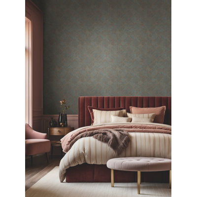 Papier peint Marquetry Teal Tile