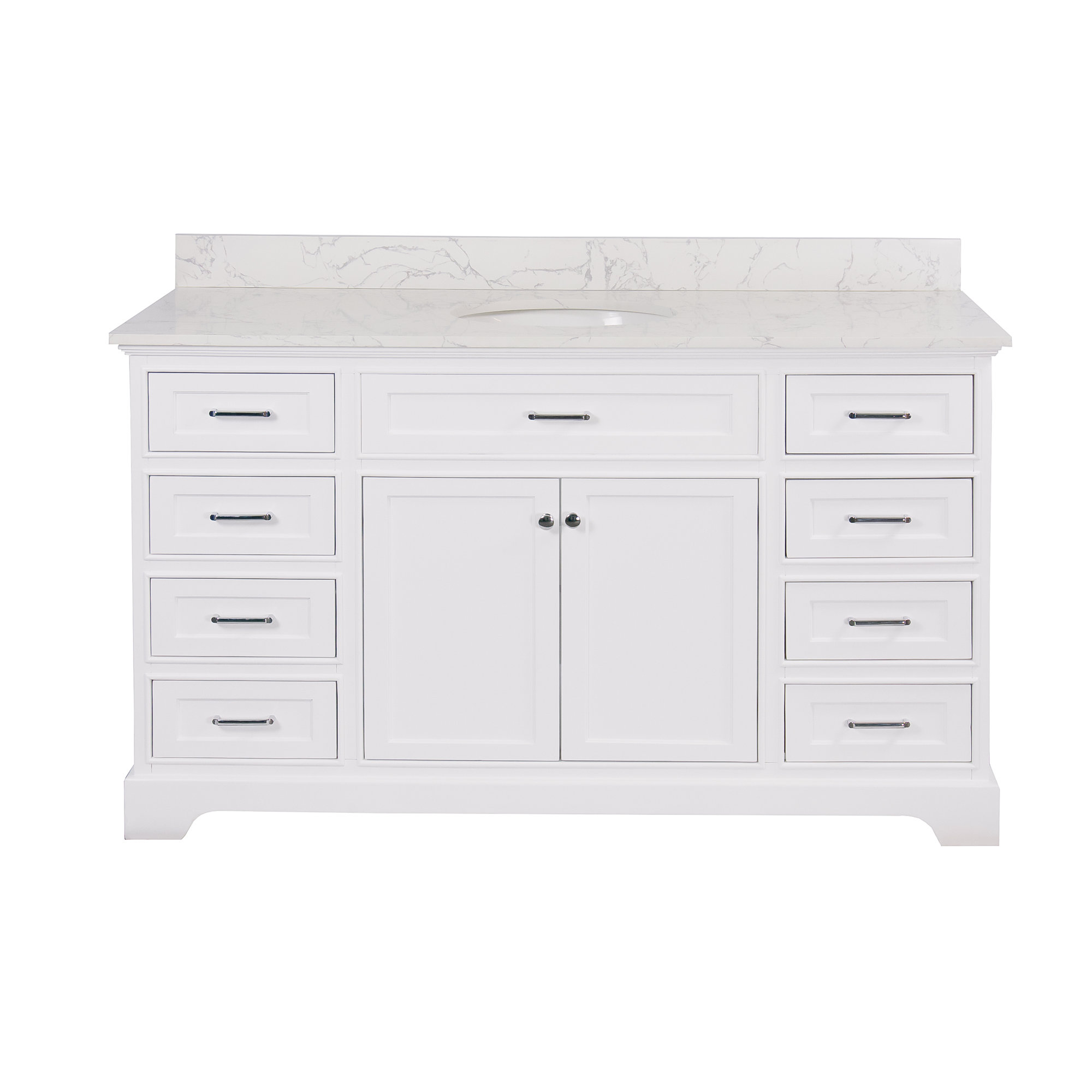 Ronnie 60'' Single Bathroom Vanity, White, Engineered Marble