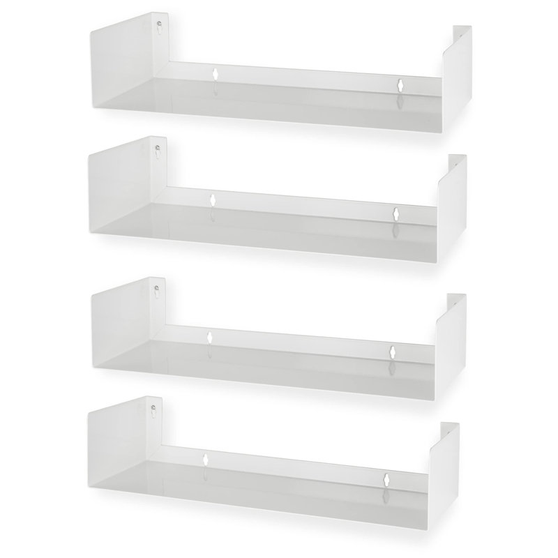 Rustic White Floating Shelves - Set Of 4 For Living Room Organization And Decor