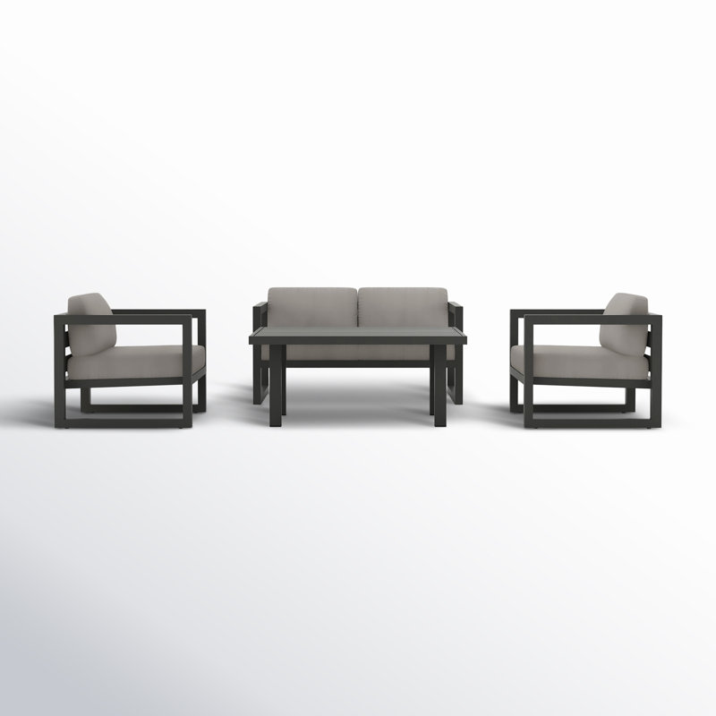 Smith 4 - Person Patio Conversation Set with Cushions, Canvas Charcoal Sunbrella® Canvas, Slate, 25" H x 54" W x 25.5" D 