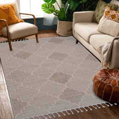 Naar Guros Area Rugs, Cream/Trellis Accent Power Loom Machine -Crafted Rug