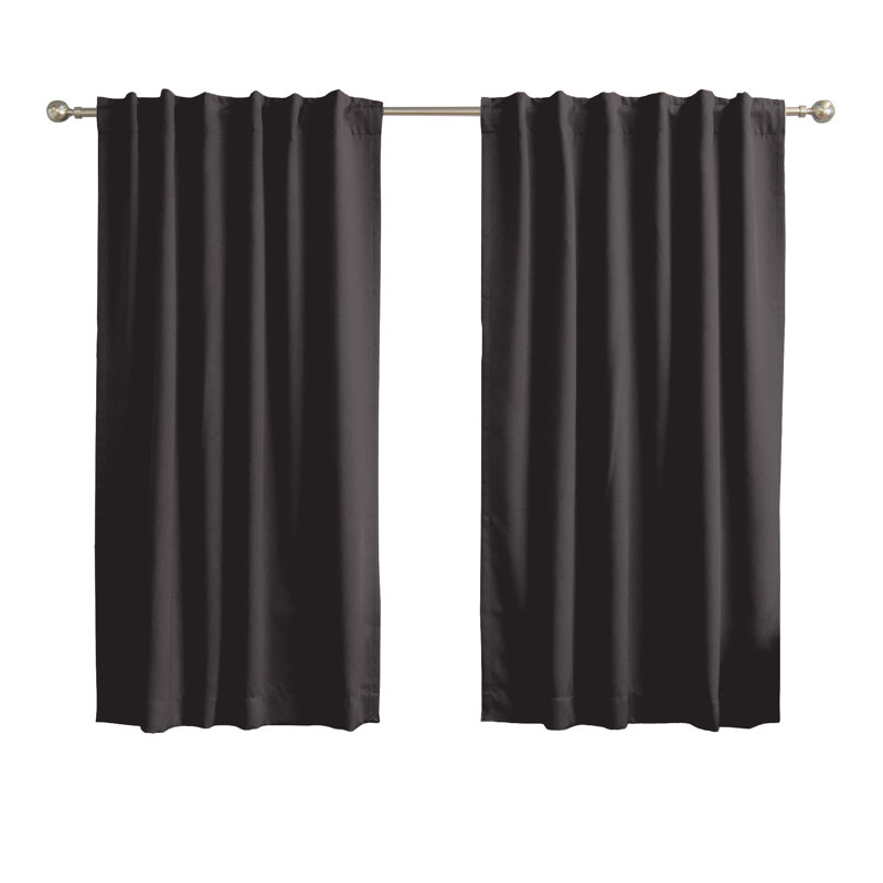 Panneaux de rideaux occultants et thermiques unis avec passe-tringle Bantam, Gris foncé, L 52 po x L 63 po