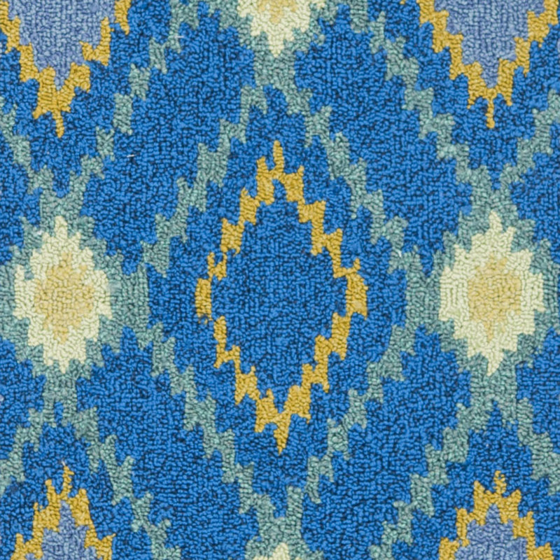 Tapis bleu crocheté à la main Bowden, Rond 4 pi