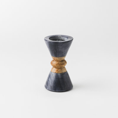  Monarch Marble & Acacia Candleholders