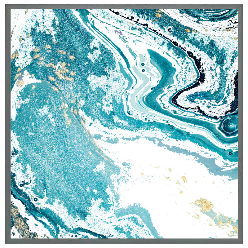 Asencio Blue Marble - Single Picture Frame Print, 76cm H x 76cm W x 4cm D, Grey